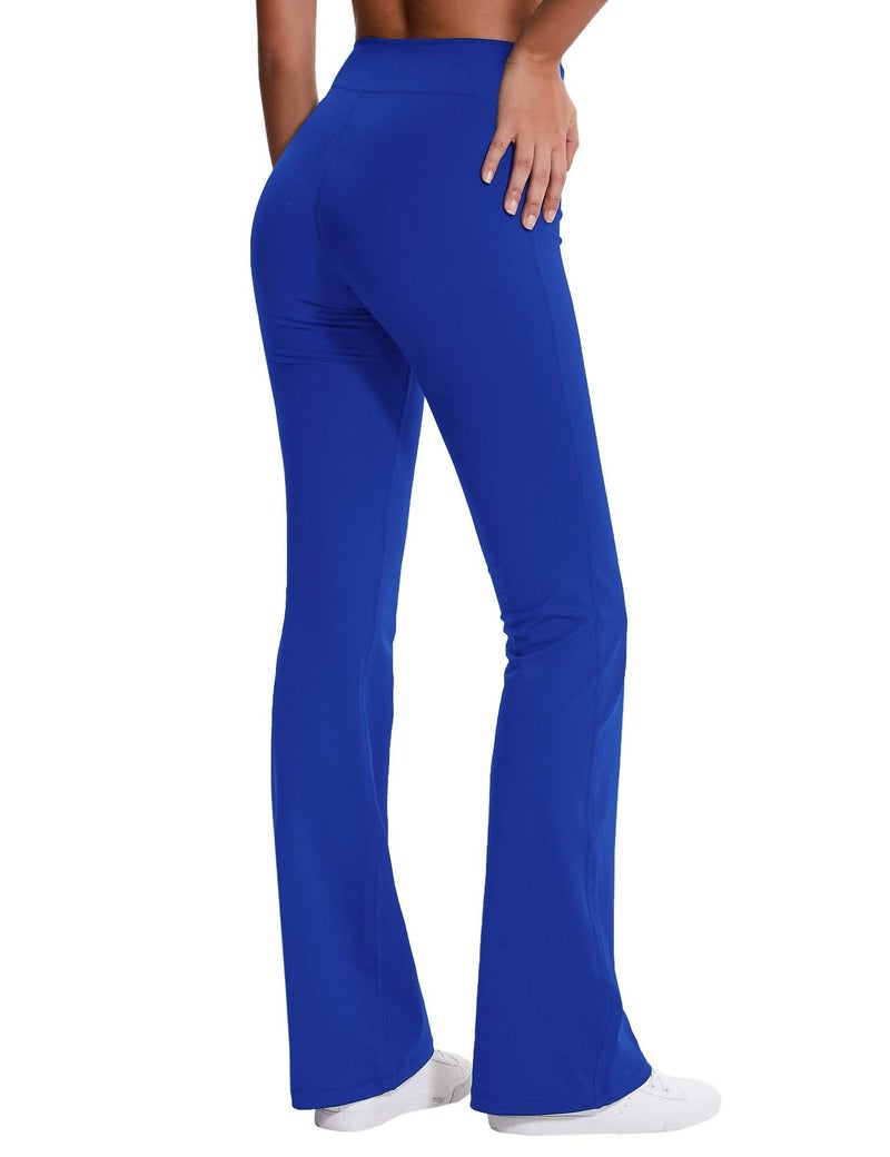 ChinFun Flare Leggings for Women with Pockets Wide Leg Bootcut Dress Yoga Pants Stretchy Formal Office Straight Leg Work Pants Royal Blue Size S - Image 4